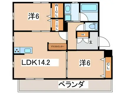 CREA横浜(2LDK/3階)の間取り写真