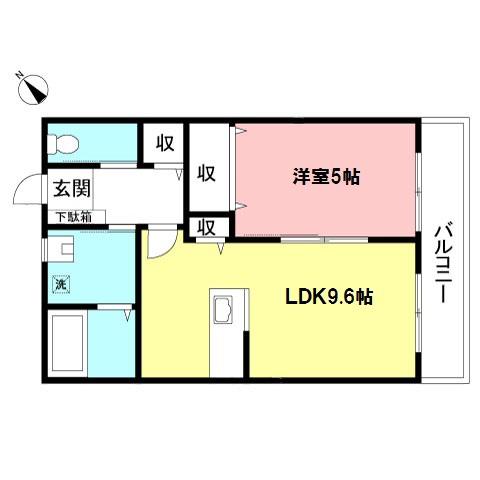LA LUCE(1LDK/2階)の間取り写真