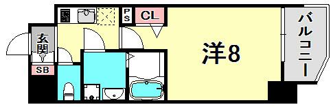 プレサンス神戸元町(1K/3階)の間取り写真