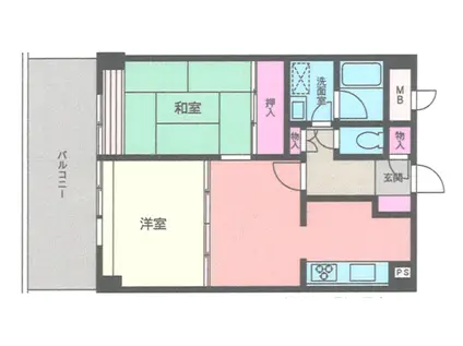 エフ・ティプラザ相模大野(2LDK/4階)の間取り写真