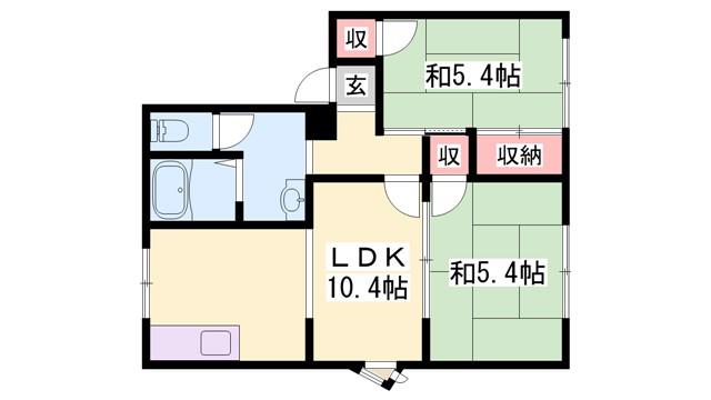 パレコスモス B棟(2LDK/1階)の間取り写真