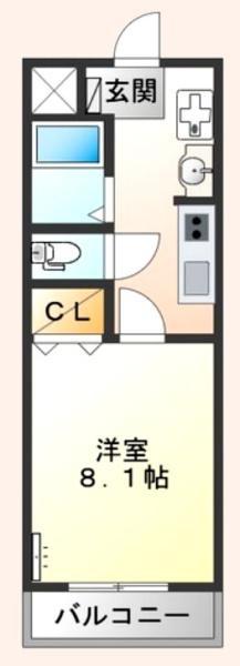 シティルミナス(1K/1階)の間取り写真