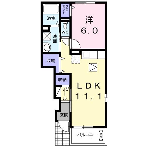 キャトルセゾン(1LDK/1階)の間取り写真