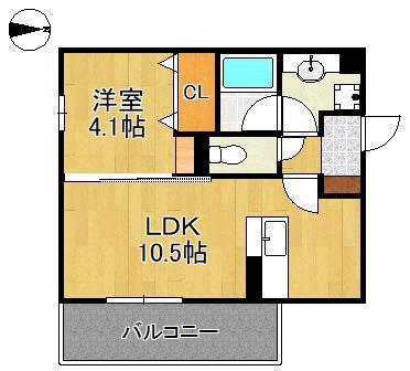 HABITAT YOSHINO(1LDK/2階)の間取り写真