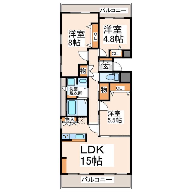 ロイヤルアーク京町(3LDK/9階)の間取り写真