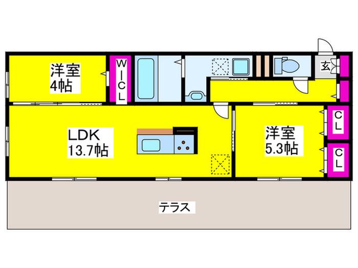 LAZO TERRACE(2LDK/1階)の間取り写真