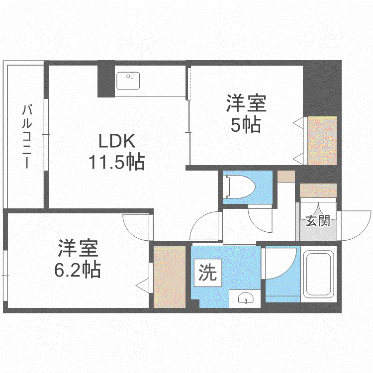 8 3W2 HACHI SAN ウエスト NY(2LDK/1階)の間取り写真