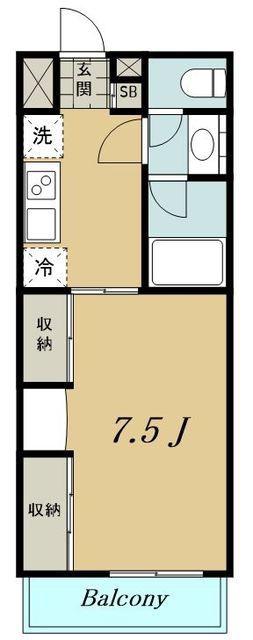 ハビテ清瀬(1K/1階)の間取り写真