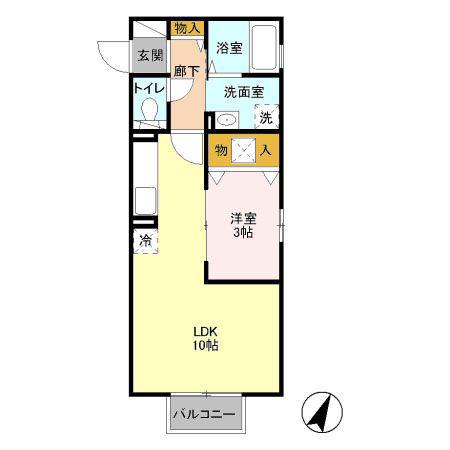 アモーレ I(1LDK/1階)の間取り写真