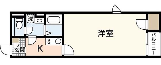 レオネクストアンソレイユE(1K/1階)の間取り写真