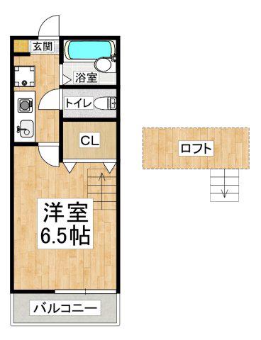 グラシア高丸(1K/2階)の間取り写真