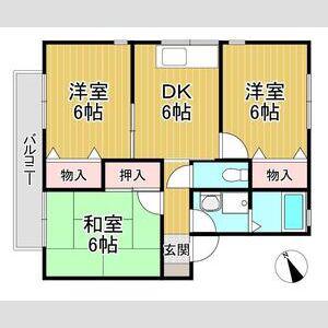 レジデンスエドヤ(3DK/2階)の間取り写真