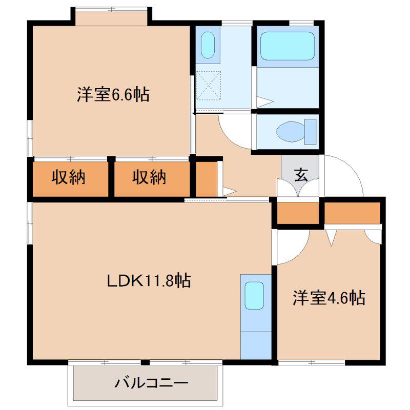 プレジールすがや(2LDK/2階)の間取り写真