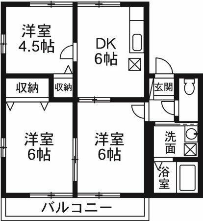 ハイム連取B(3DK/2階)の間取り写真