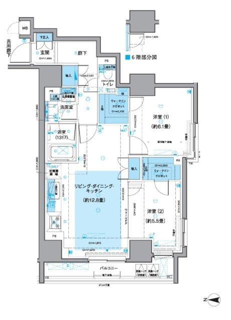KDXレジデンス三鷹(2LDK/3階)の間取り写真