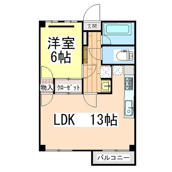 平和第二マンション(1LDK/3階)の間取り写真