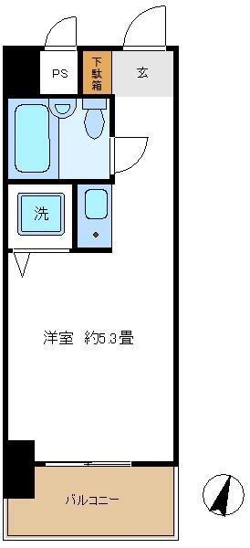 日興パレス伊勢佐木町北PARTII(ワンルーム/6階)の間取り写真