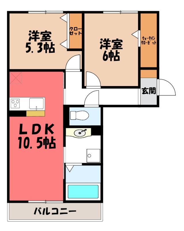 アクシスハイツ(2LDK/2階)の間取り写真