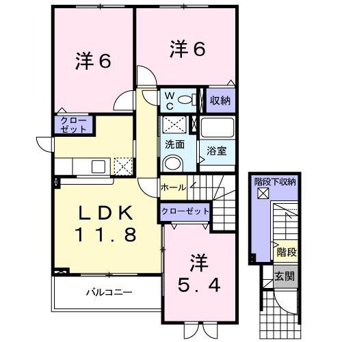 グラース(3LDK/2階)の間取り写真