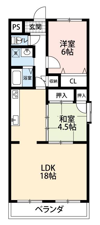 サンモール清水(2LDK/1階)の間取り写真