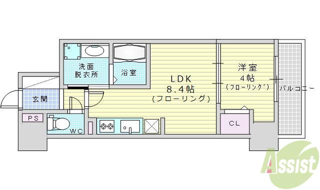 幸 COURT TSUKAMOTO(1LDK/5階)の間取り写真