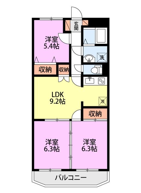 メゾン・ド・マロン(3LDK/2階)の間取り写真
