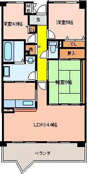 アイレックスプラザ(3LDK/4階)の間取り写真