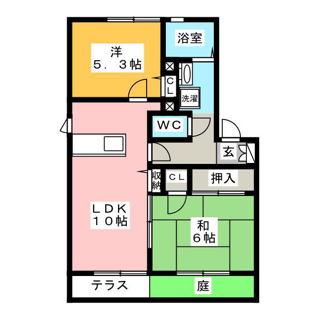 パストラルB(2LDK/1階)の間取り写真