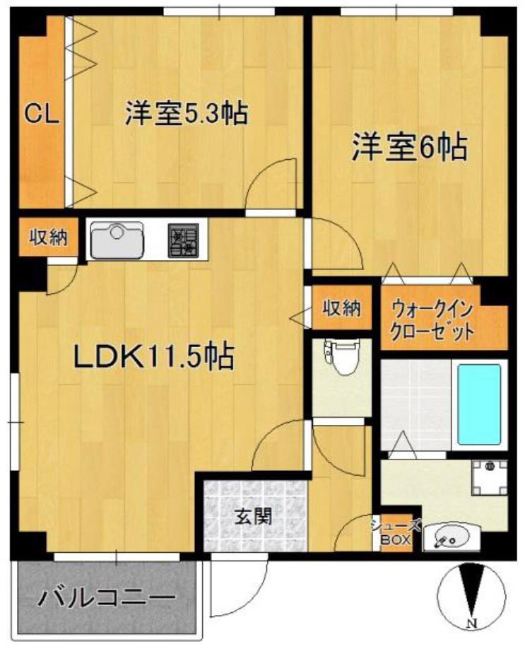 アレーズ(2LDK/2階)の間取り写真