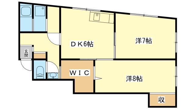 コーポ西宮(2DK/2階)の間取り写真