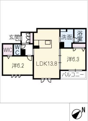ラ メゾン クレール(2LDK/2階)の間取り写真