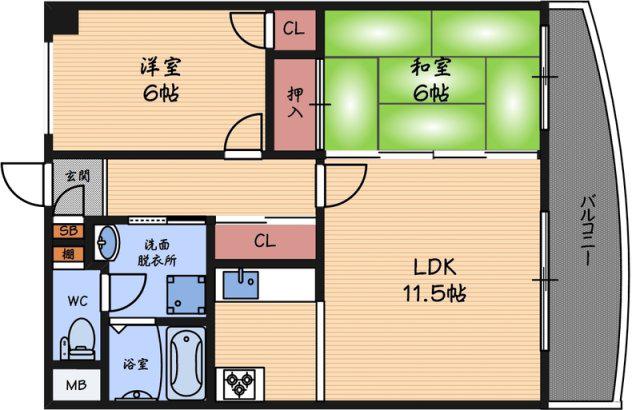 ネスト95(2LDK/8階)の間取り写真