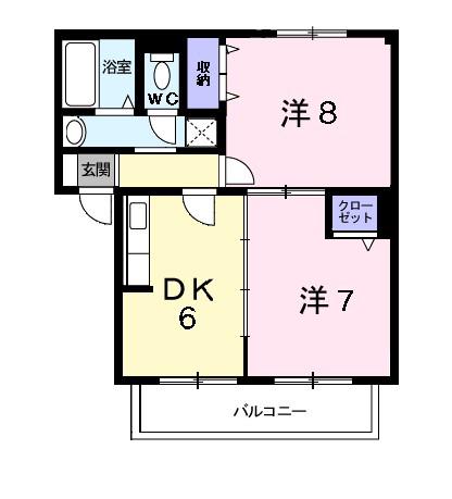 サンガーデン(2DK/2階)の間取り写真