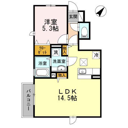 ドルチェ鎌倉(1LDK/1階)の間取り写真