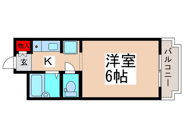 ビューパレー市川(1K/4階)の間取り写真