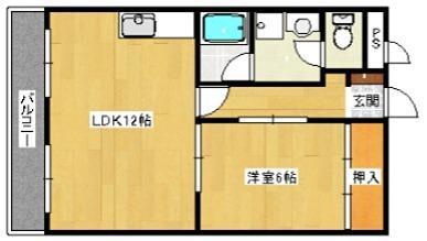 メジェーム住吉(1LDK/3階)の間取り写真