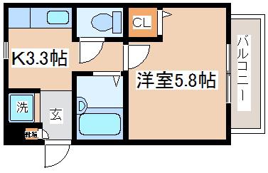 エスポワール(1K/2階)の間取り写真