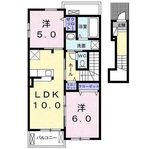 ローズルタンT(2LDK/2階)の間取り写真