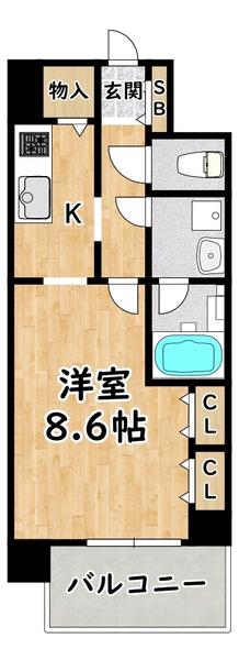 スプランディッドII(1K/6階)の間取り写真