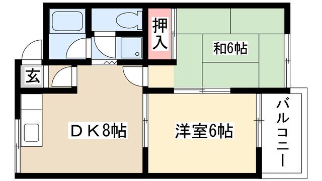 ムーニーツインクル(2DK/2階)の間取り写真