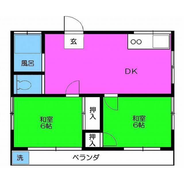 ハイツサガワ(2DK/2階)の間取り写真