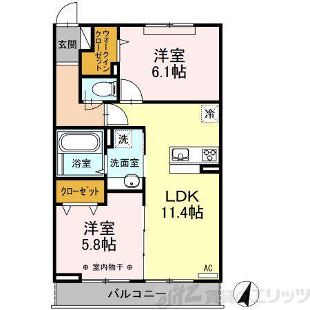 カーサドマーニ(2LDK/2階)の間取り写真