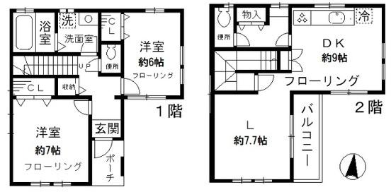 デザインコート上用賀(2LDK/1階)の間取り写真