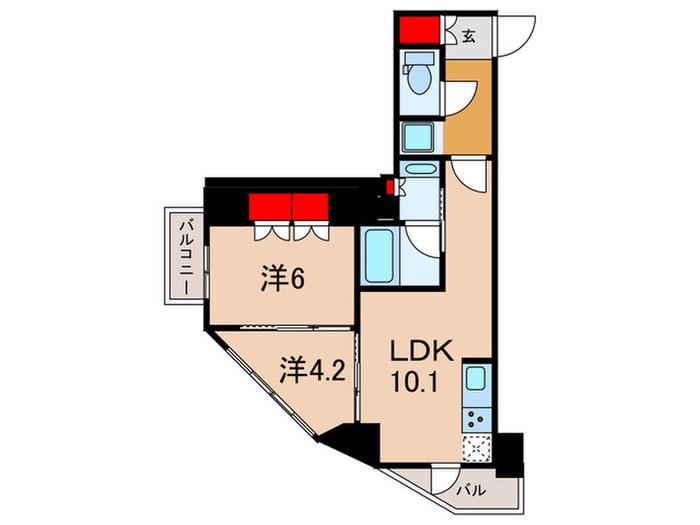 ライオンズフォーシア神田須田町(2LDK/4階)の間取り写真