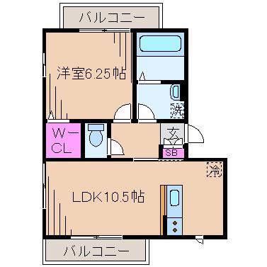 ヒルズ・カーリアA(1LDK/1階)の間取り写真