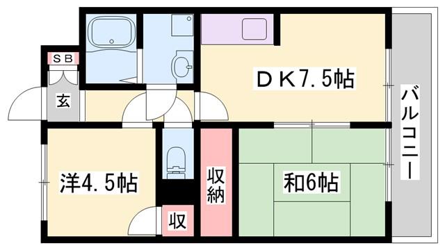 アスミー(2DK/2階)の間取り写真