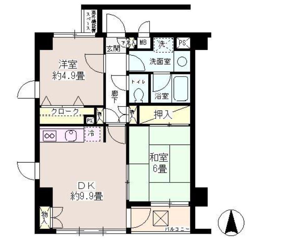エステージワコー(2LDK/4階)の間取り写真