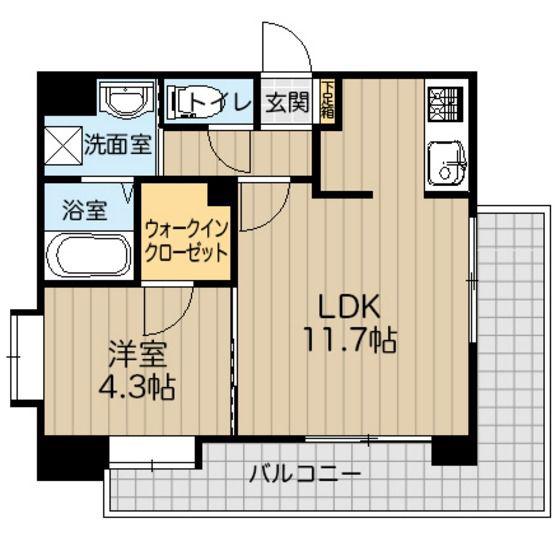 NEXUS水前寺(1LDK/9階)の間取り写真