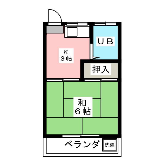 第一落合荘(1K/2階)の間取り写真