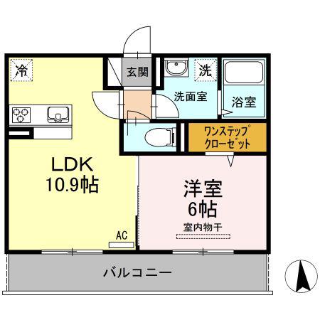 ル・シェール A棟(1LDK/2階)の間取り写真